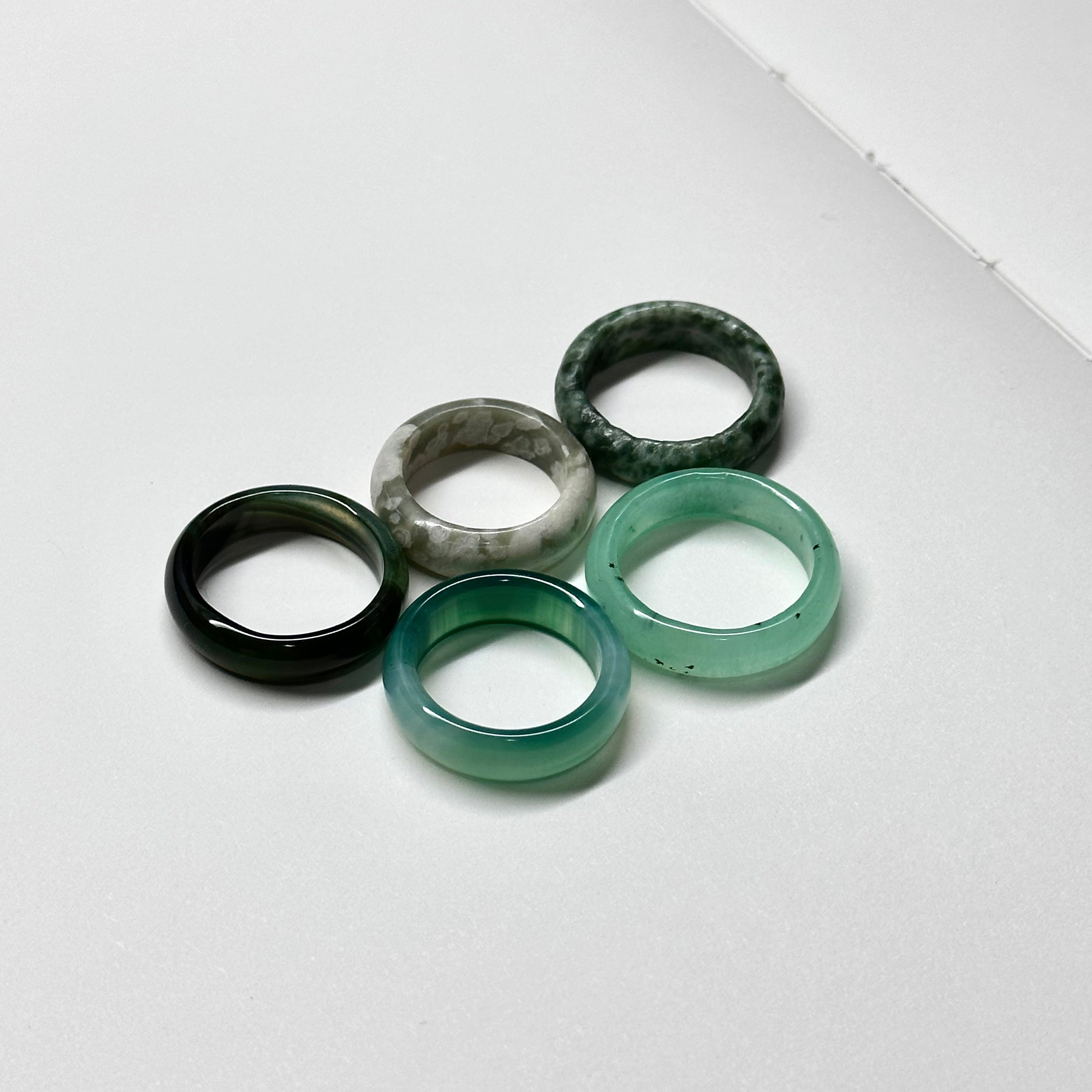 R08 綠瑪瑙介指戒指  Green Agate Ring (可配925銀頸鏈項鏈)