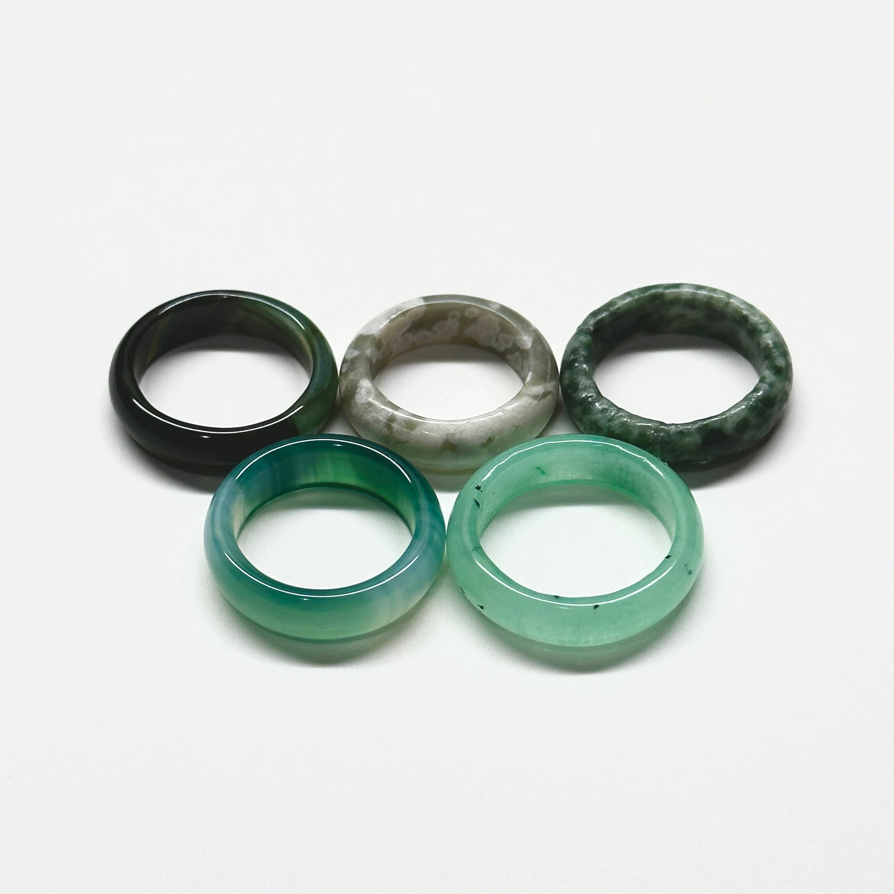 R08 綠瑪瑙介指戒指  Green Agate Ring (可配925銀頸鏈項鏈)