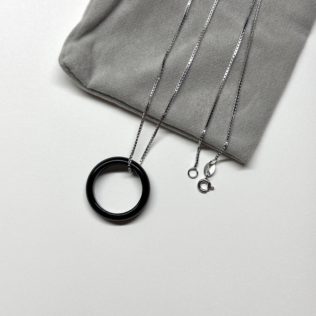 R01 黑瑪瑙介指戒指 Black Agate Ring (可配925銀頸鏈項鏈)