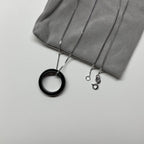 R02 黑石深灰介指戒指 Black Stone Dark Grey Ring (可配925銀頸鏈項鏈)
