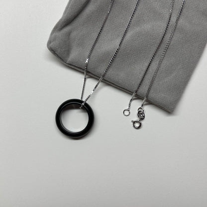 R02 黑石深灰介指戒指 Black Stone Dark Grey Ring (可配925銀項鏈)