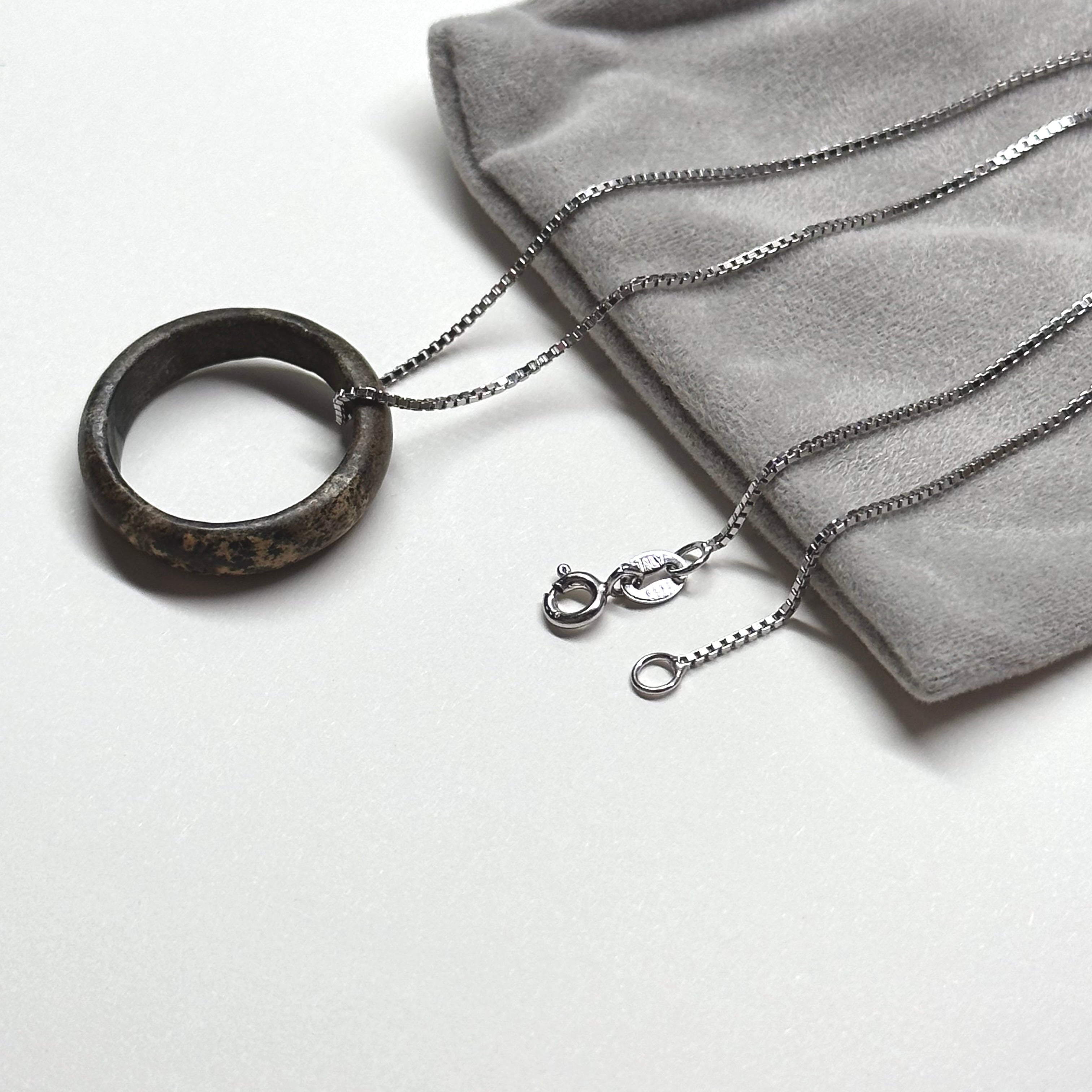 R04 Dark Grey Granite Ring (can be matched with 925 silver necklace)