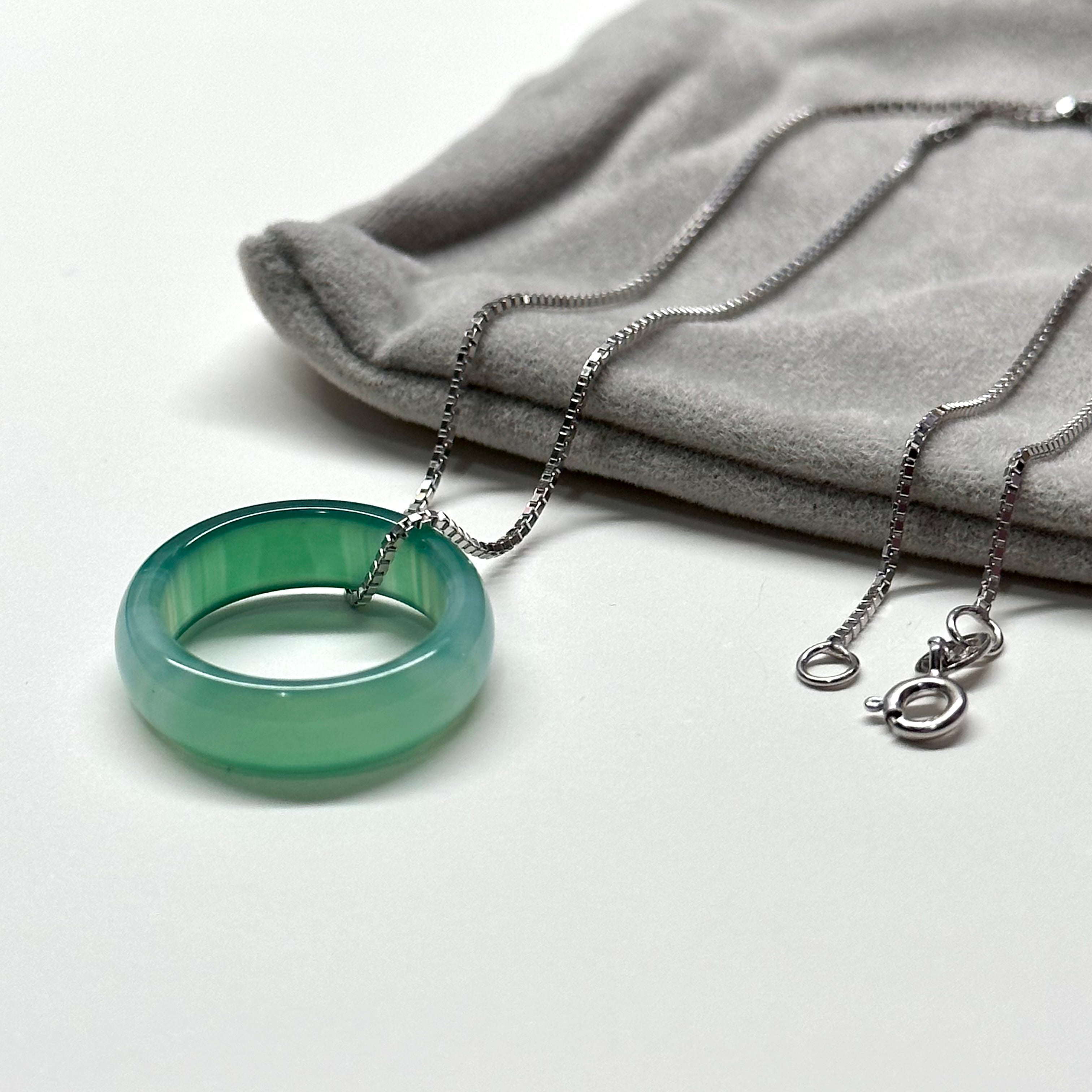R08 綠瑪瑙介指戒指  Green Agate Ring (可配925銀頸鏈項鏈)