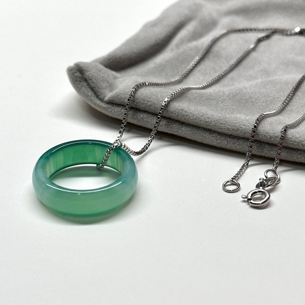 R08 綠瑪瑙介指戒指  Green Agate Ring (可配925銀頸鏈項鏈)