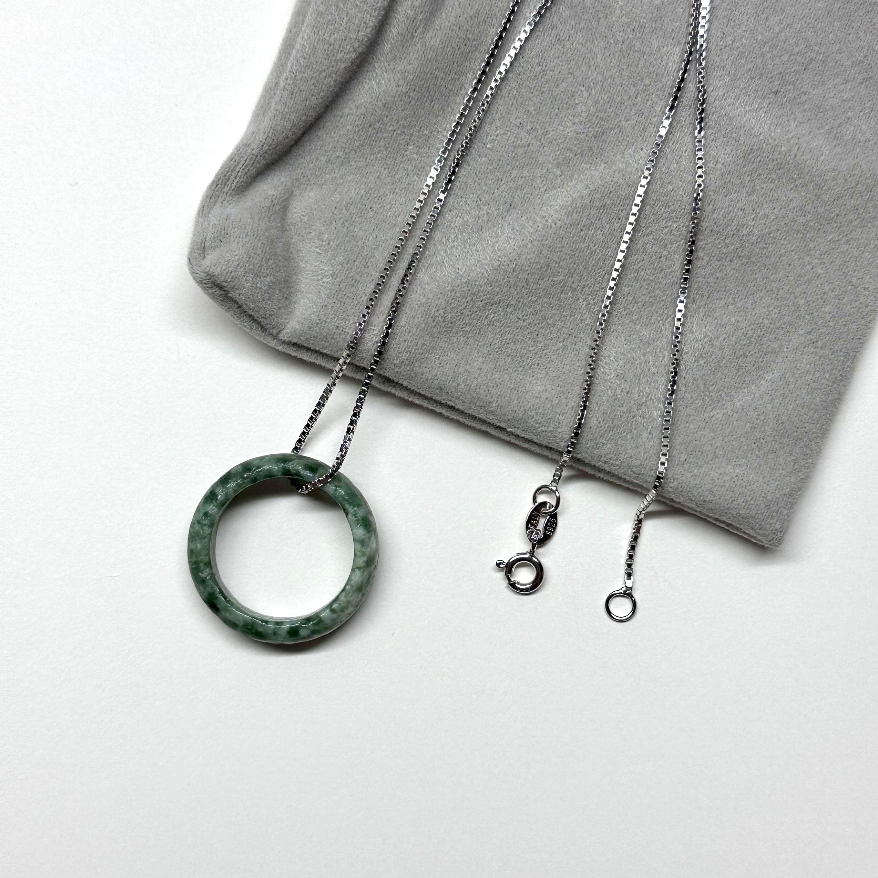 R10 Green Spot Jasper Ring (can be matched with 925 silver necklace)