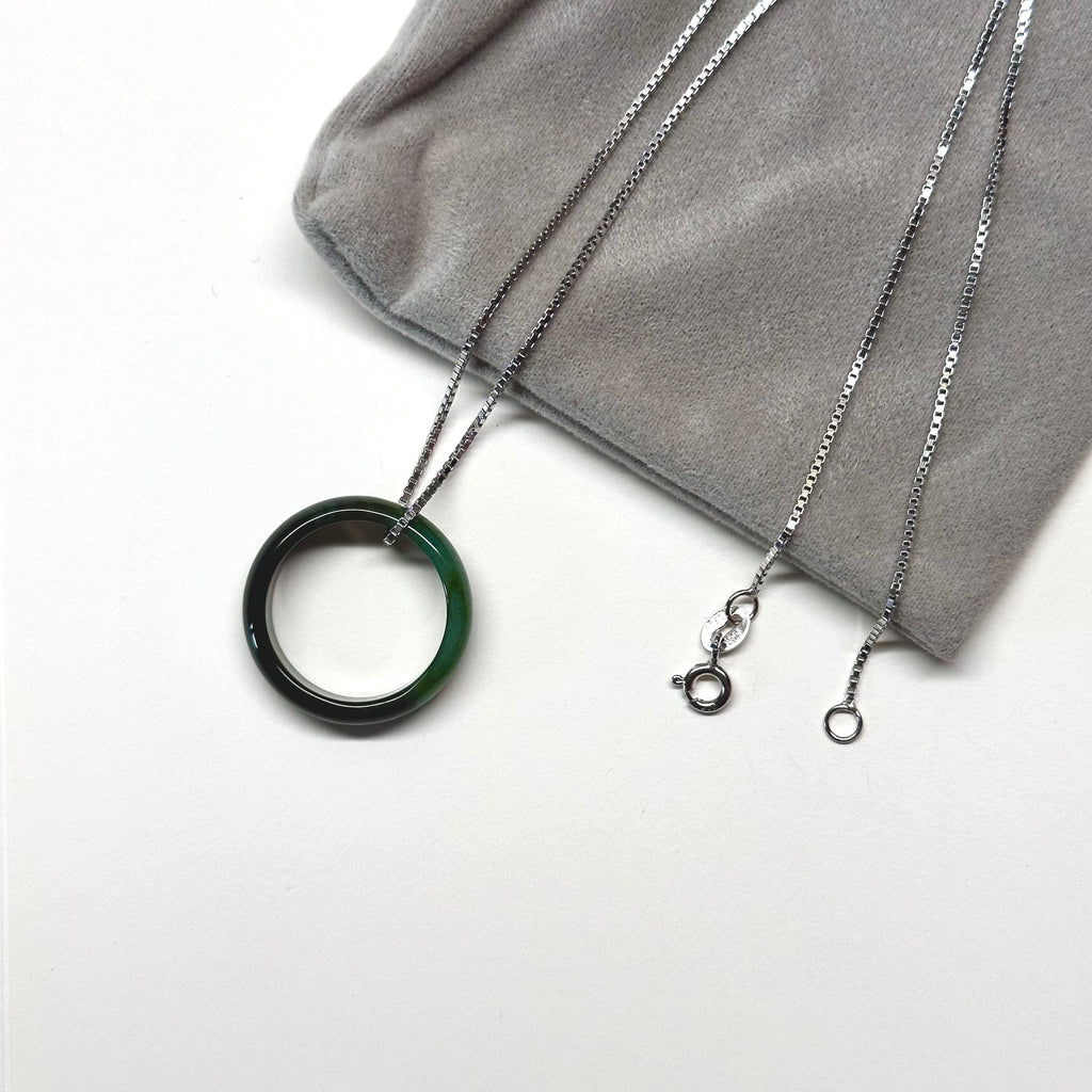 R06 深綠瑪瑙介指戒指 Dark Green Agate Ring (可配925銀頸鏈項鏈)