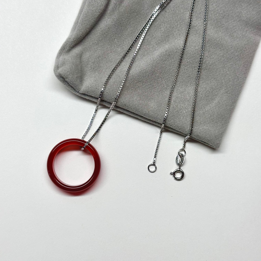 R12 深紅瑪瑙介指戒指 Dark Red Agate Ring (可配925銀頸鏈項鏈)