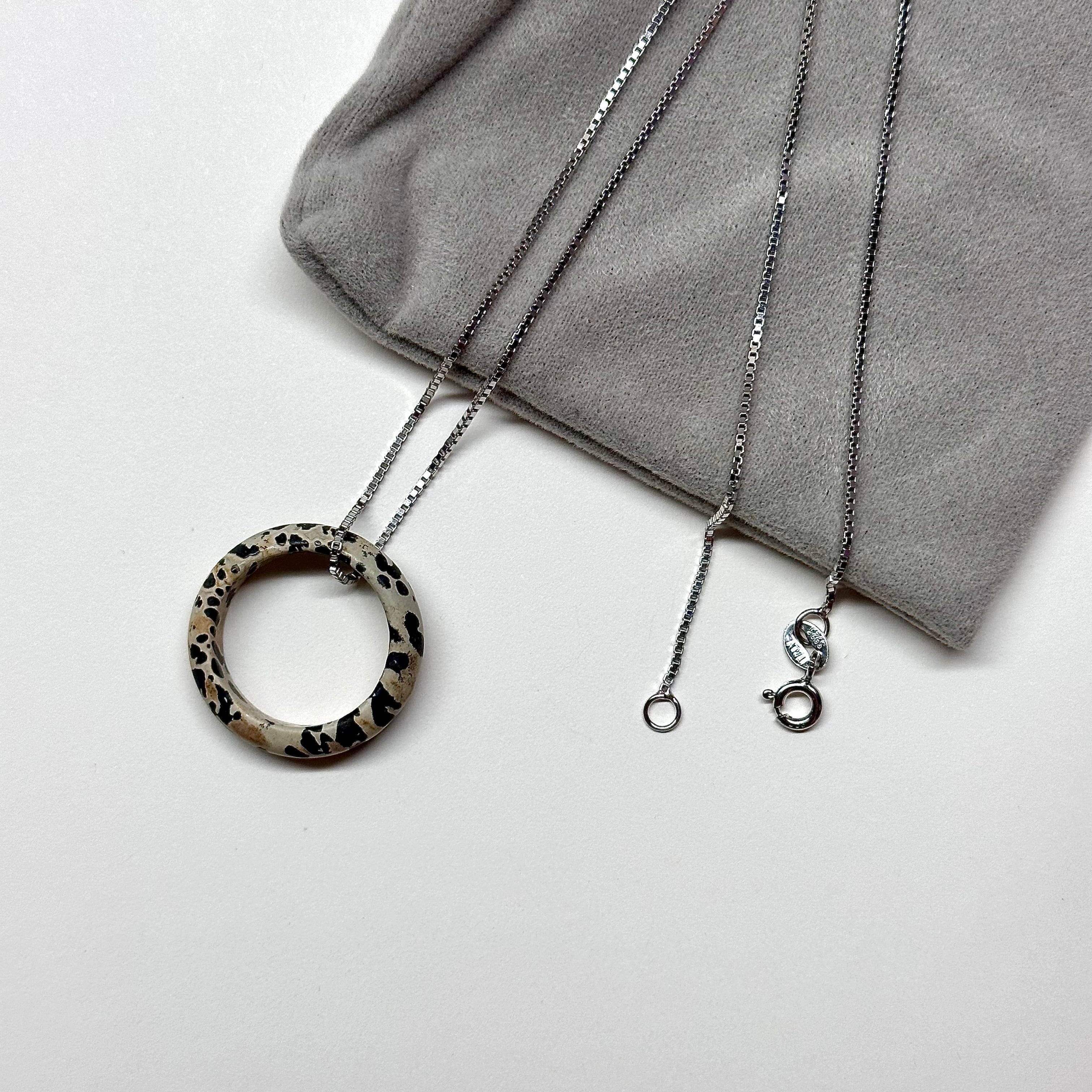 R24 Dalmatian Jasper Ring (can be matched with 925 silver necklace)