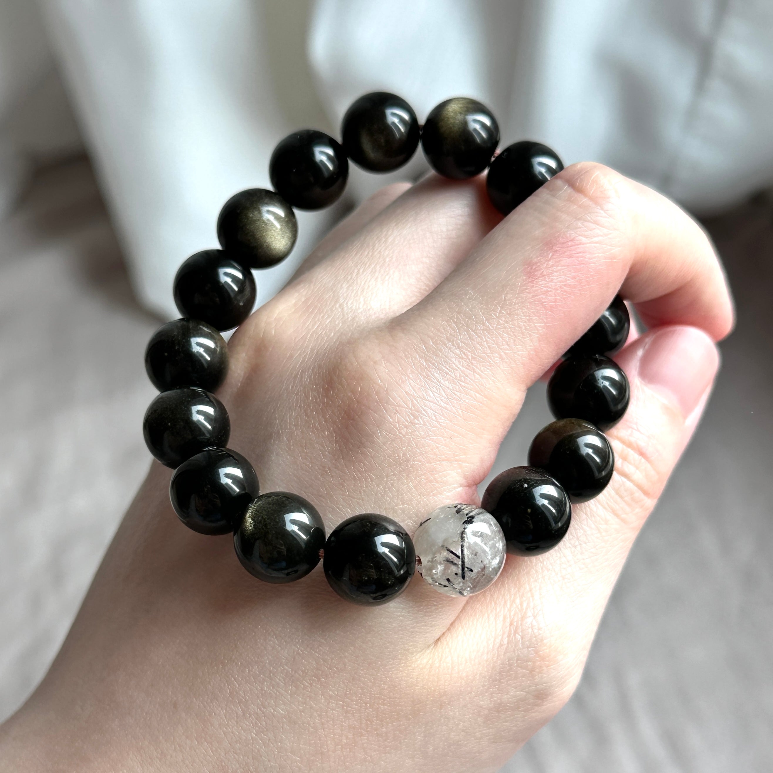 BS93 金曜石黑髮晶手鏈手串