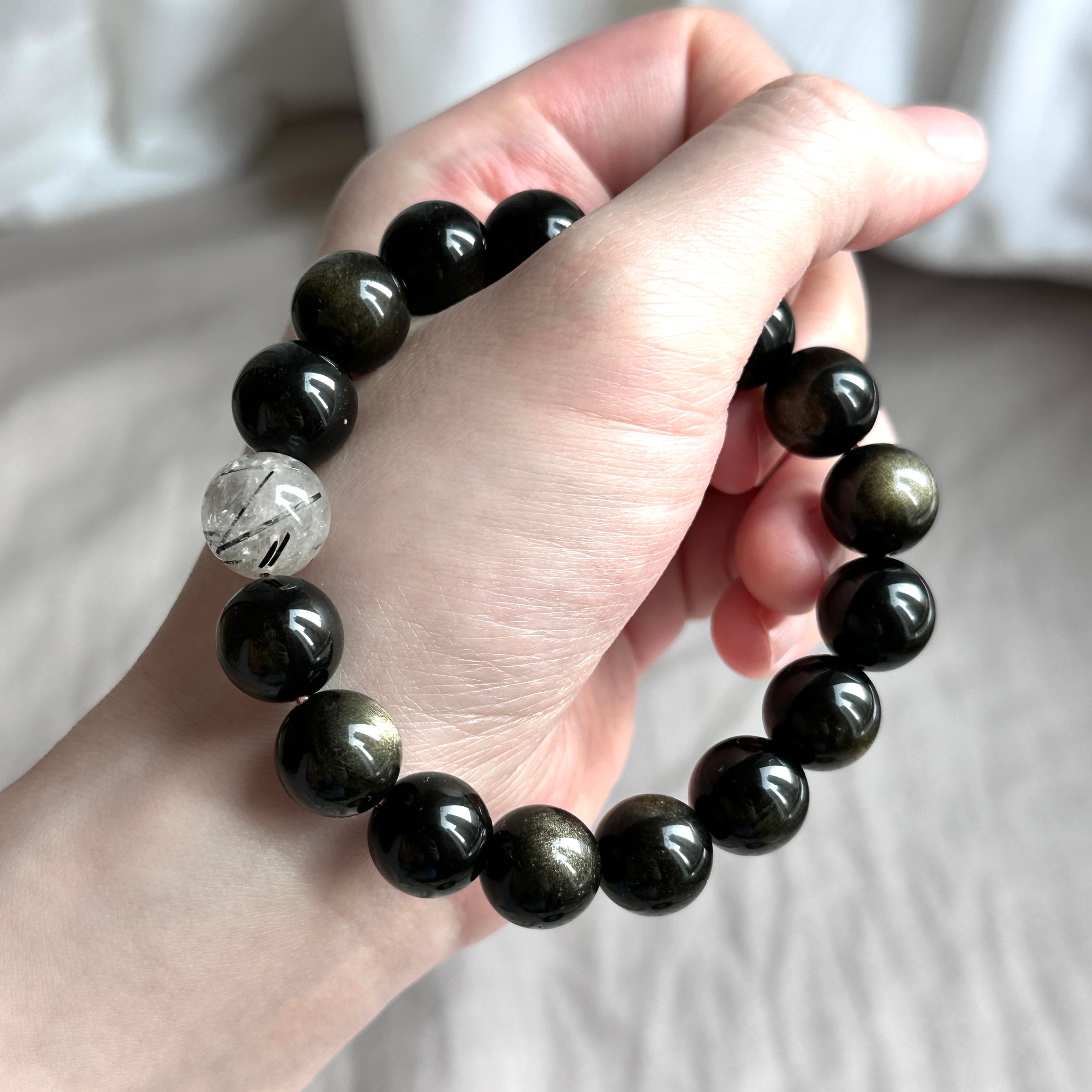 BS93 金曜石黑髮晶手鏈手串