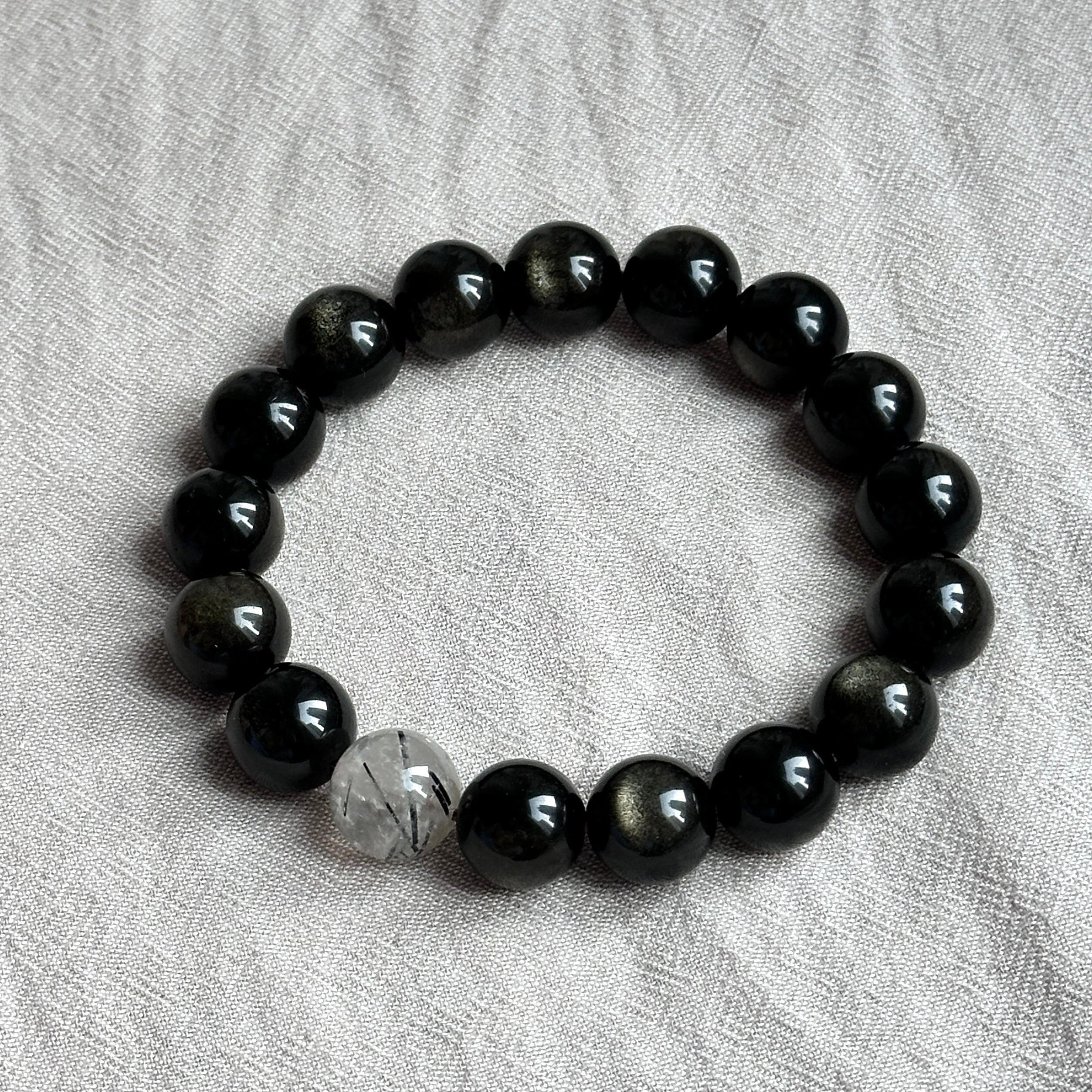 BS93 金曜石黑髮晶手鏈手串
