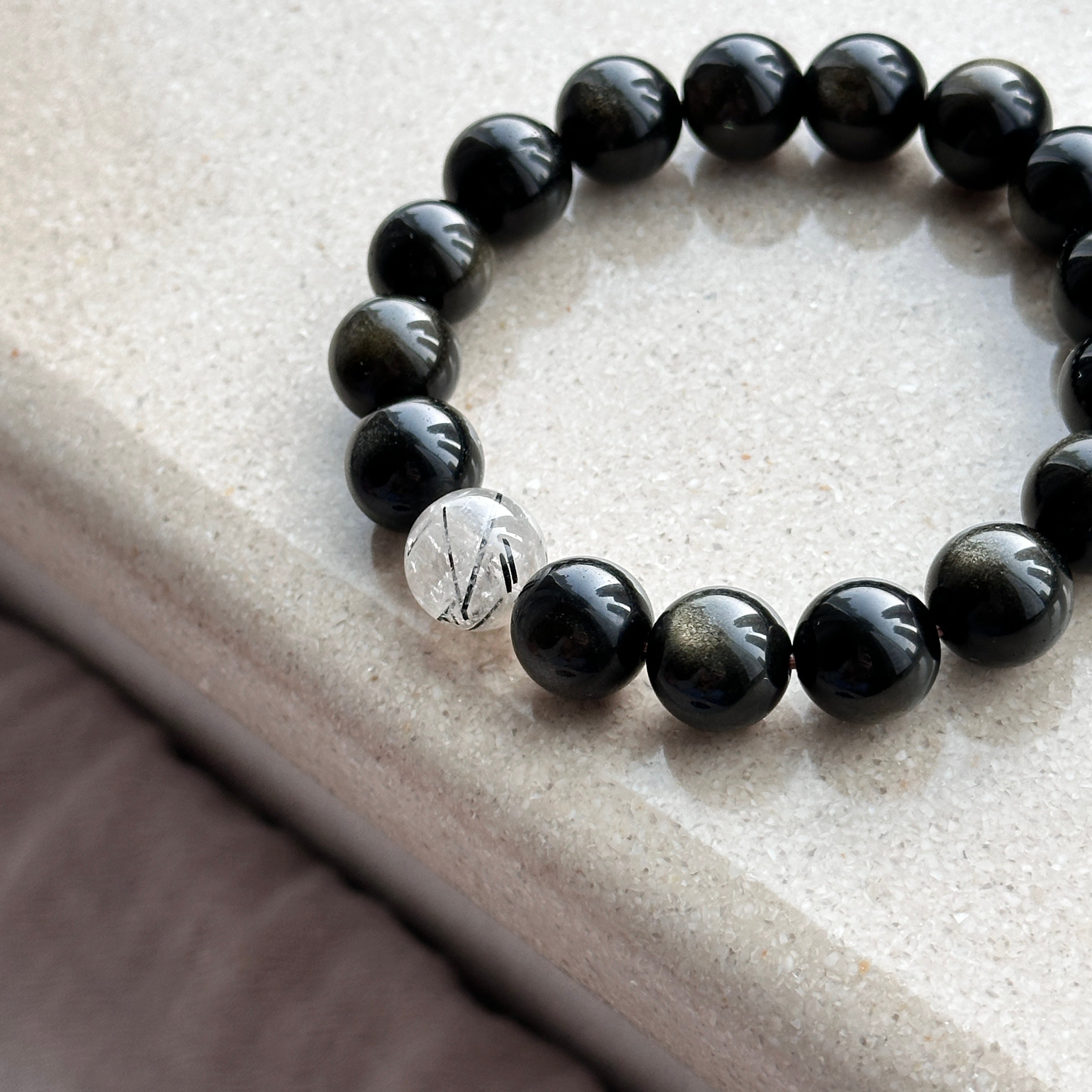 BS93 金曜石黑髮晶手鏈手串