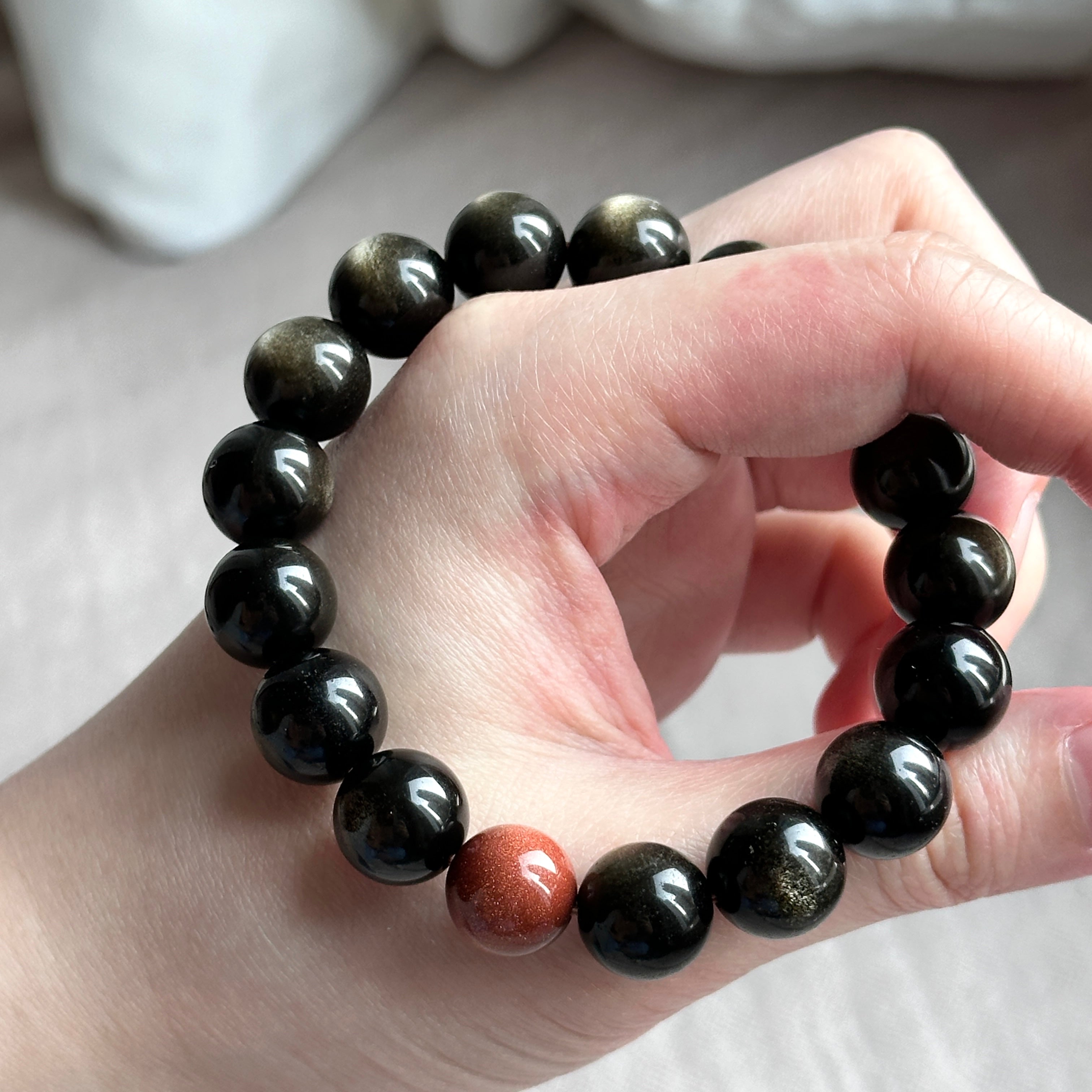 BS95 金曜石金砂石手鏈手串