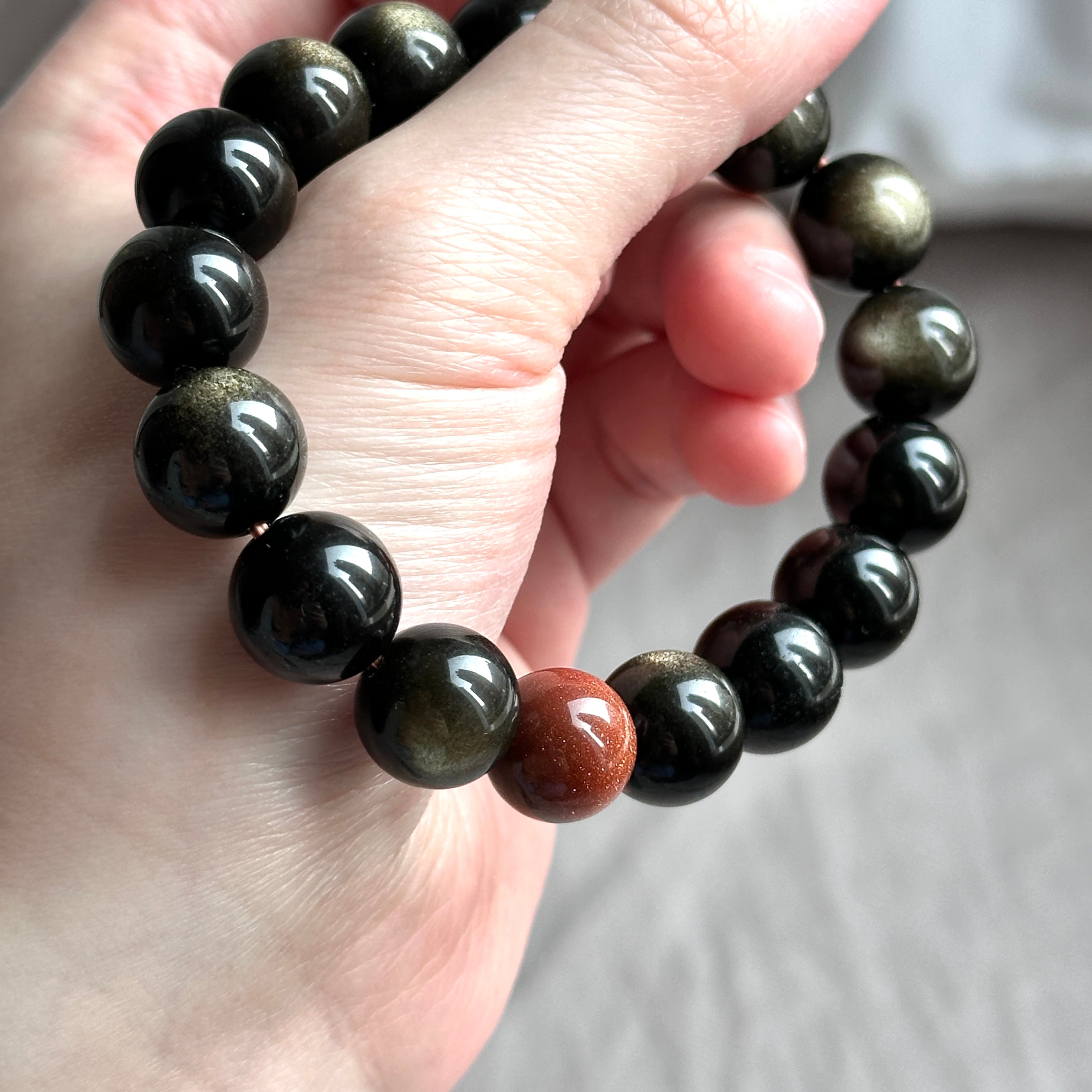 BS95 金曜石金砂石手鏈手串