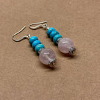 E14 Rose Quartz Turquoise Classic Silver Accessories Earring 