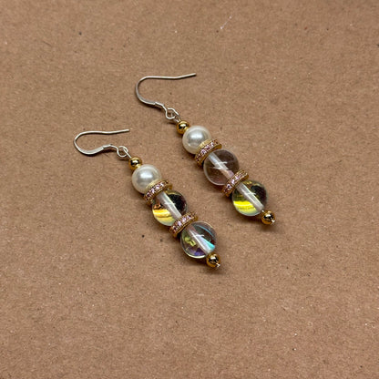 E11 月光石 淡水珍珠 18K鍍金 古典粉 耳環 Moonstone Pearl Classic Golden Accessories Earring