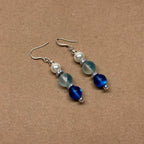 E15 湖水海藍珍珠古典環形銀飾耳環 Blue Moonstone Pearl Classic Silver Accessories Earring