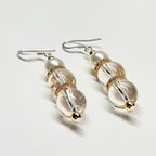 E09 白水晶 淡水珍珠 18K鍍金 古典粉 耳環 White Quartz Pearl Classic Golden Accessories Earring