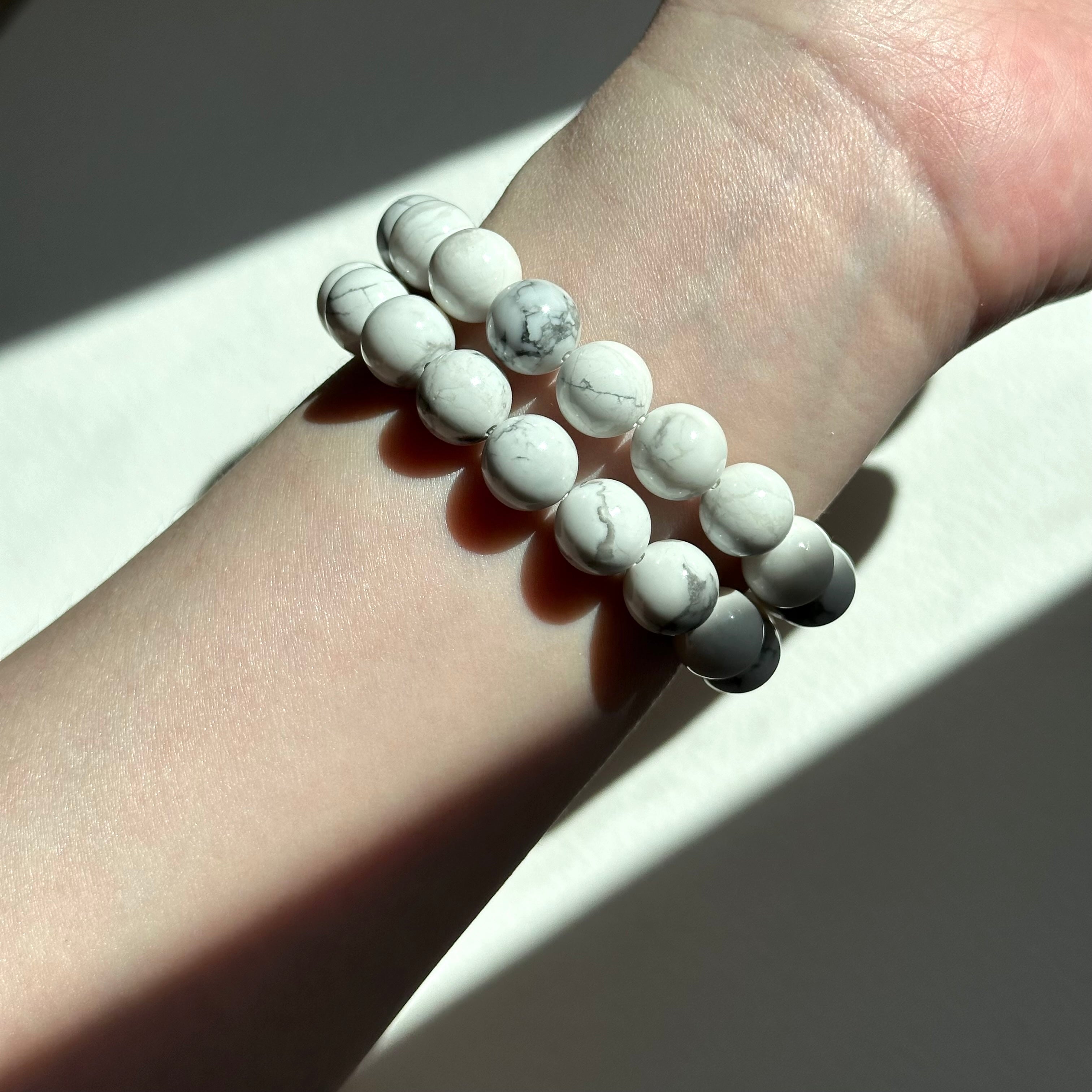 B92【印第安聖石】白松石純珠手鏈手串