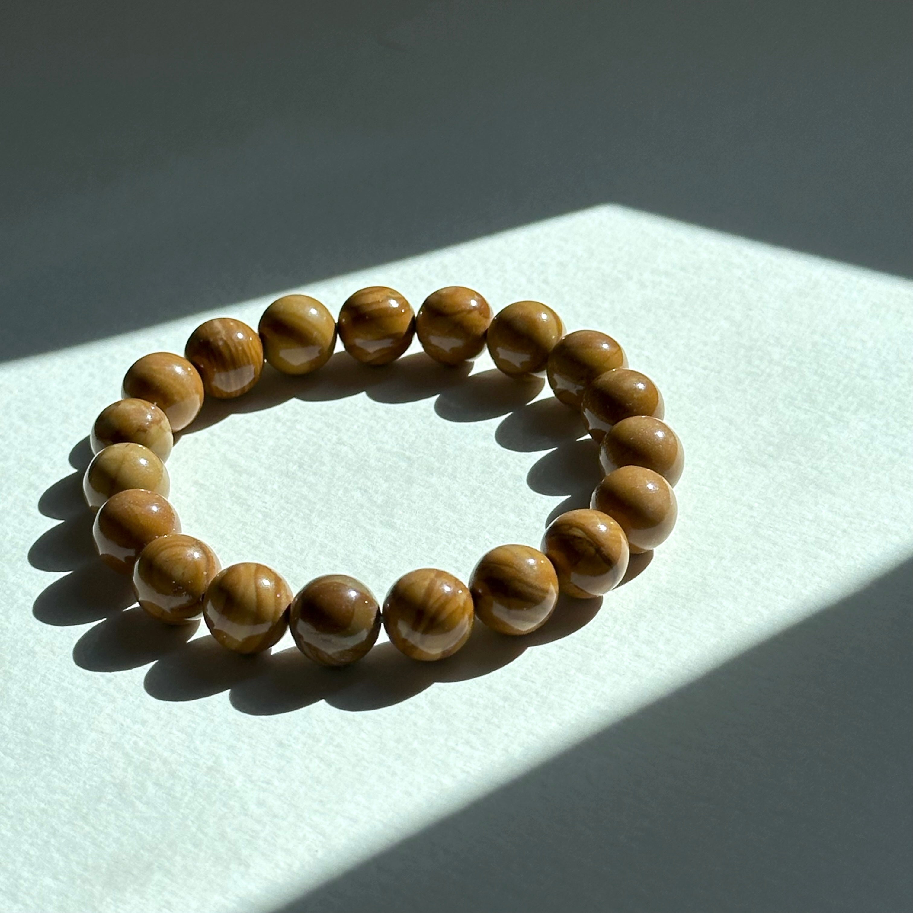 B85 【萬年沉積斷層石】木紋石純珠手鏈手串