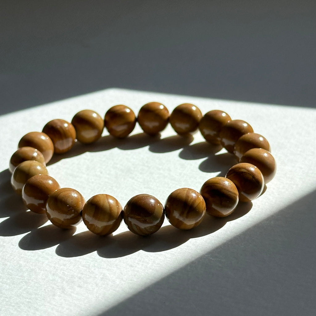 B85 【萬年沉積斷層石】木紋石純珠手鏈手串