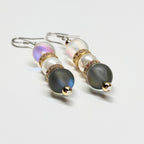 E16 灰白月光石珍珠古典環形金飾耳環 Grey White Pearl Classic Golden Accessories Earring