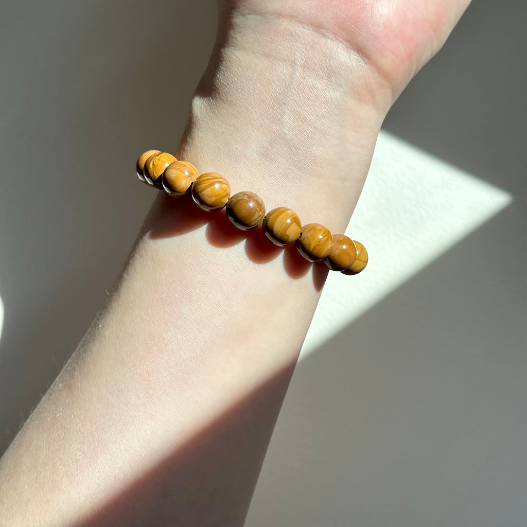 B85 【萬年沉積斷層石】木紋石純珠手鏈手串