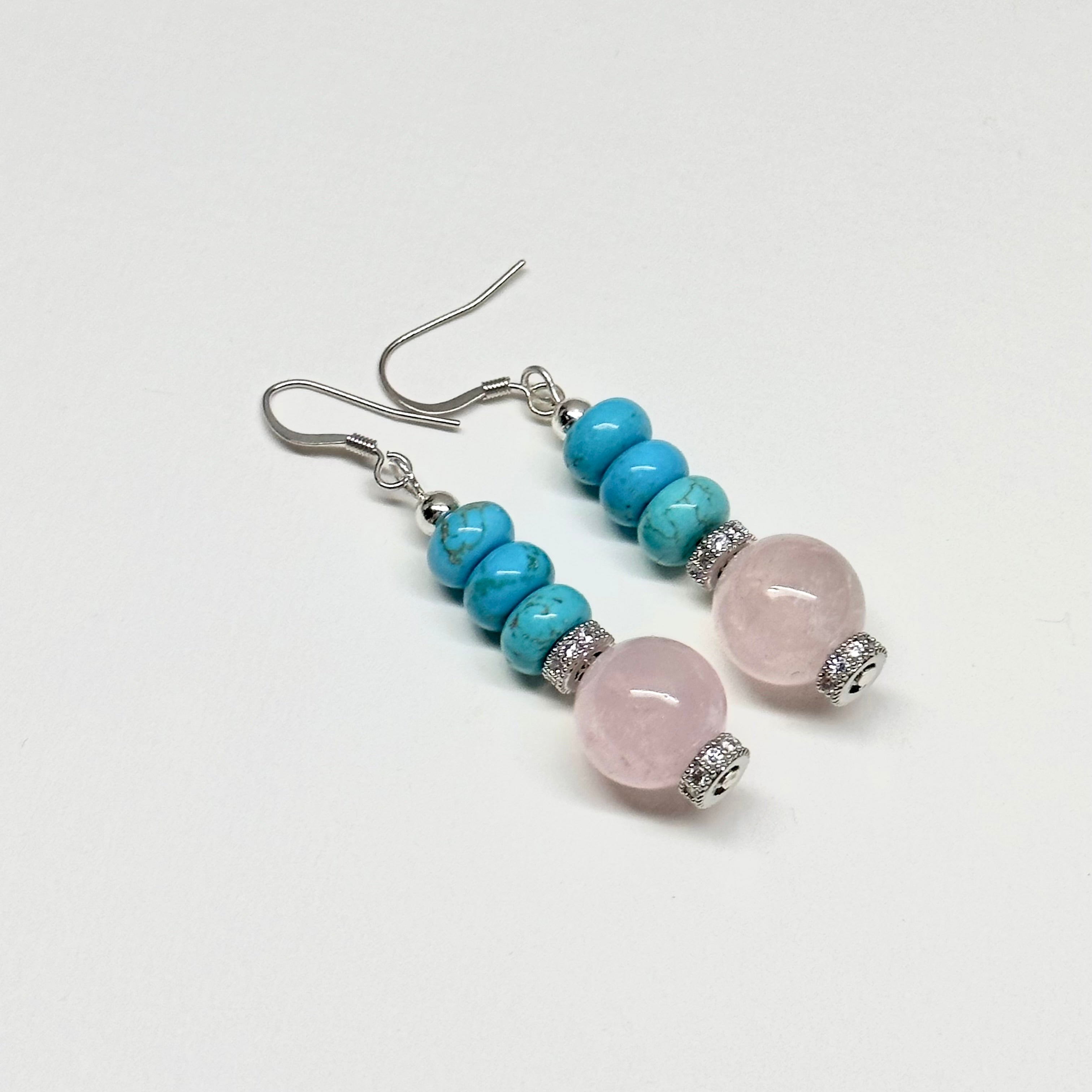 E14 Rose Quartz Turquoise Classic Silver Accessories Earring 