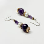 E18 紫晶珍珠古典環形金飾耳環 Amethyst Pearl Classic Golden Accessories Earring