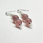 E19 草莓晶珍珠古典環形銀飾耳環 Strawberry Quartz Pearl Classic Silver Accessories Earring
