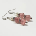 E19 草莓晶珍珠古典環形銀飾耳環 Strawberry Quartz Pearl Classic Silver Accessories Earring