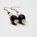 E21 紫晶珍珠古典環形金飾耳環 Amethyst Pearl Classic Golden Accessories Earring