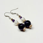 E21 紫晶珍珠古典環形金飾耳環 Amethyst Pearl Classic Golden Accessories Earring