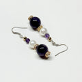 E21 Amethyst | Freshwater Pearl Classic Hoop Gold Earrings
