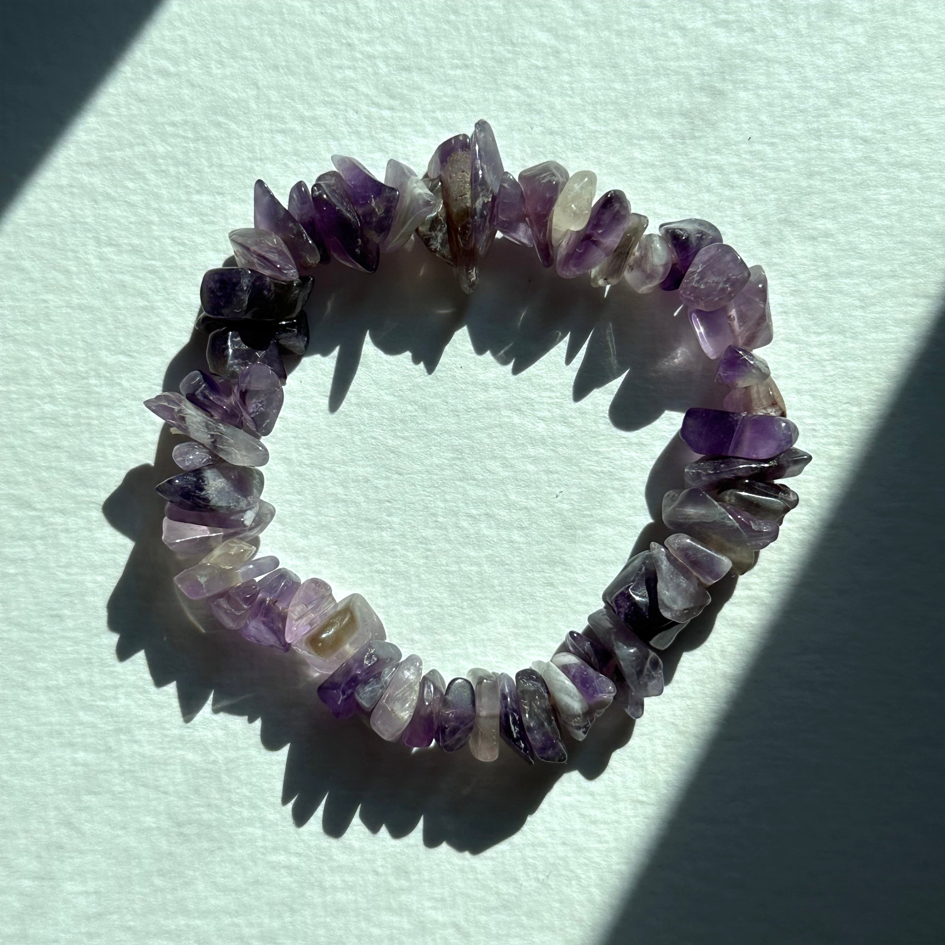 B95【水瓶雙魚座|2月誕生石】紫水晶小碎片純珠手鏈手串