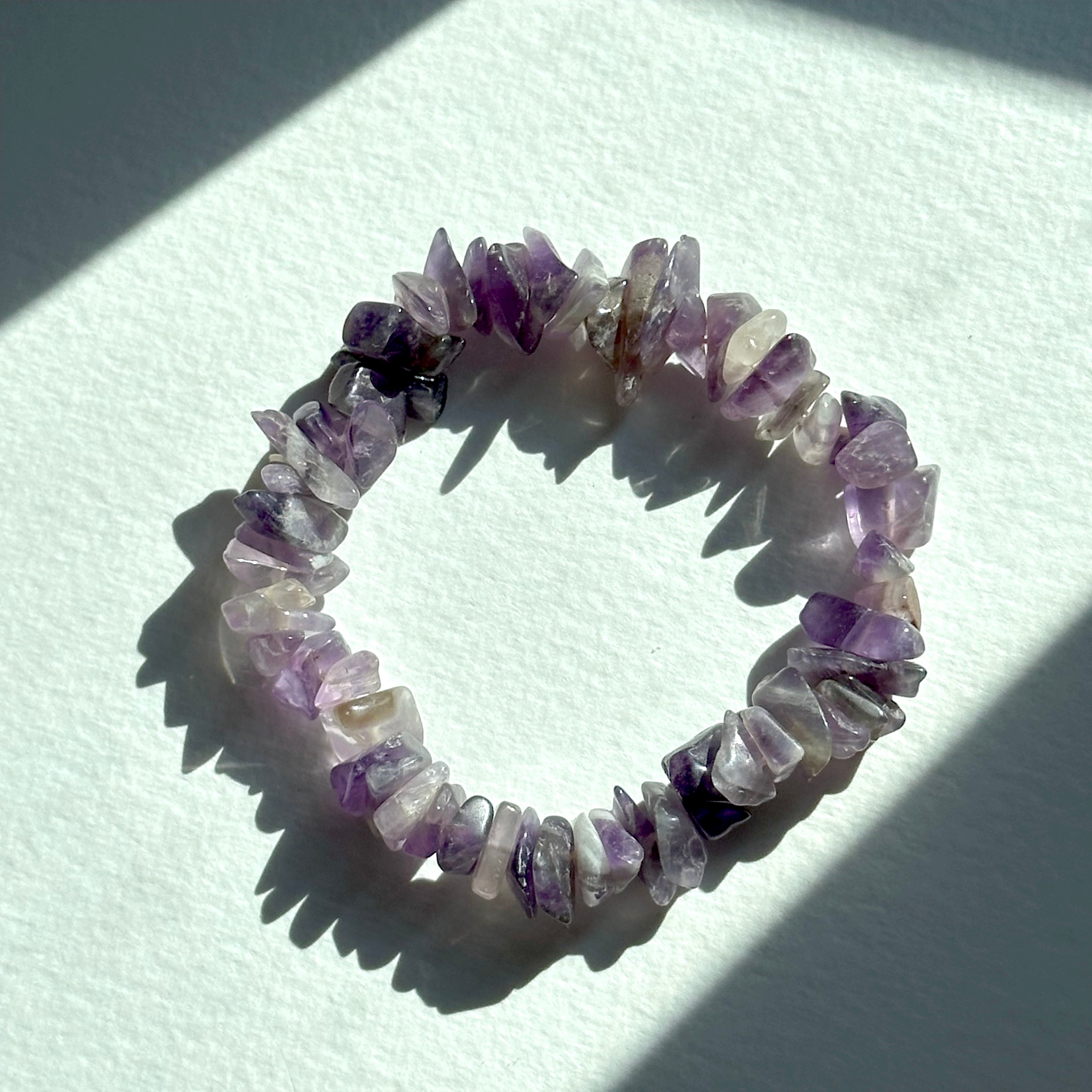 B95【水瓶雙魚座|2月誕生石】紫水晶小碎片純珠手鏈手串