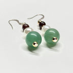 E23 綠東陵石榴石珍珠耳環 Green Aventurine Garnet Earring