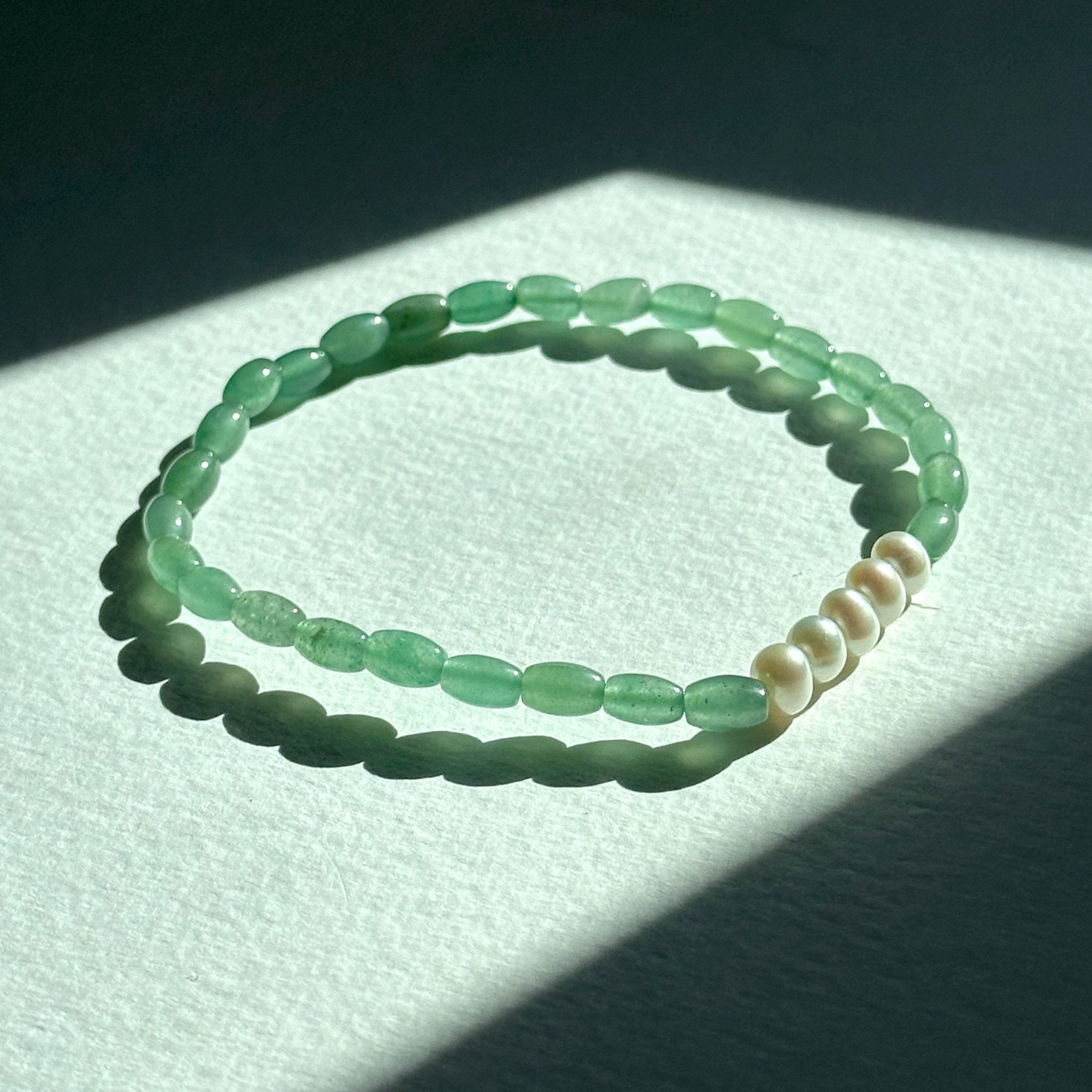 BS267 [Taurus Gemini | May Birthday] Oval Green Aventurine Freshwater Pearl Light Bracelet