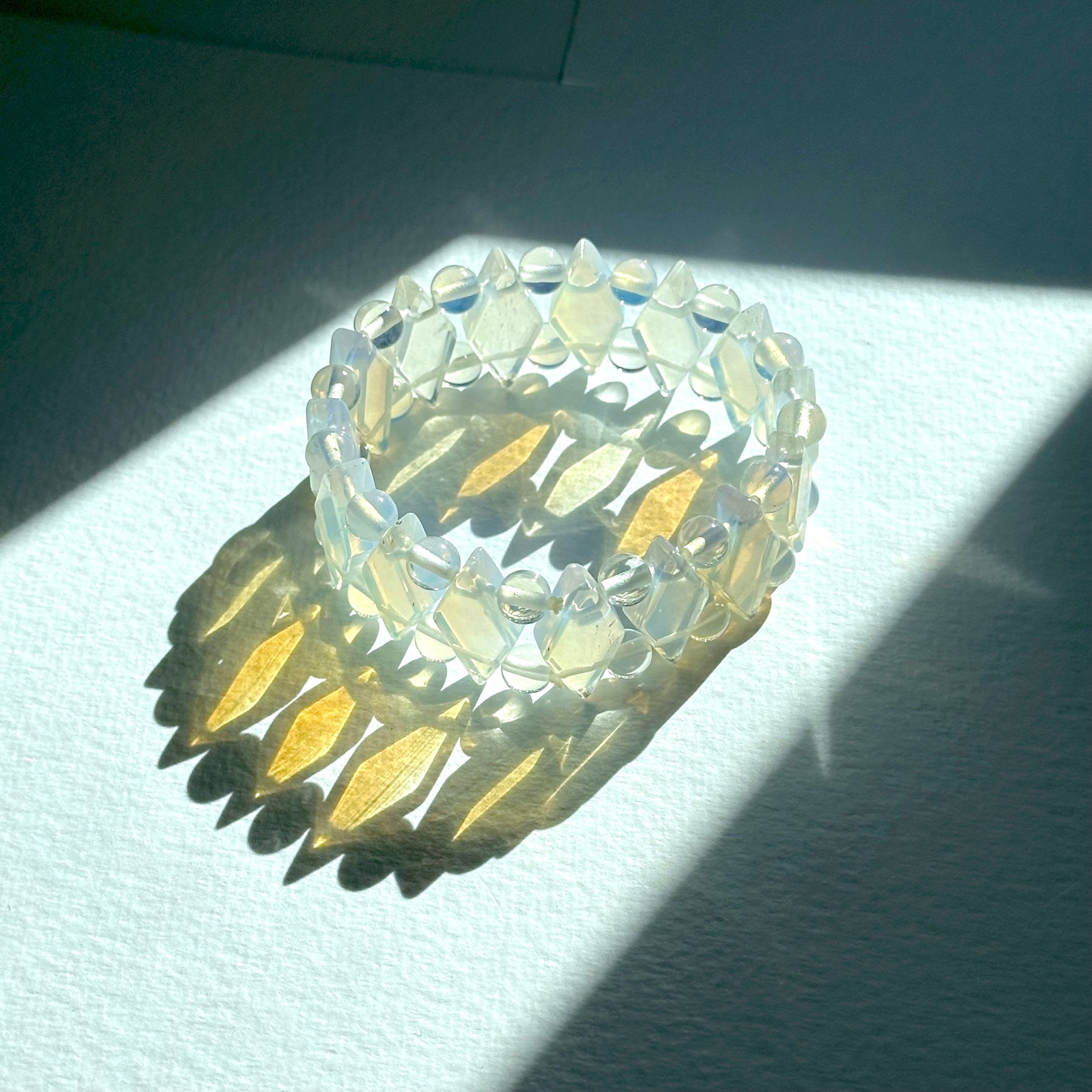 B77【天秤天蠍座|10月】蛋白石菱形復古厚手排