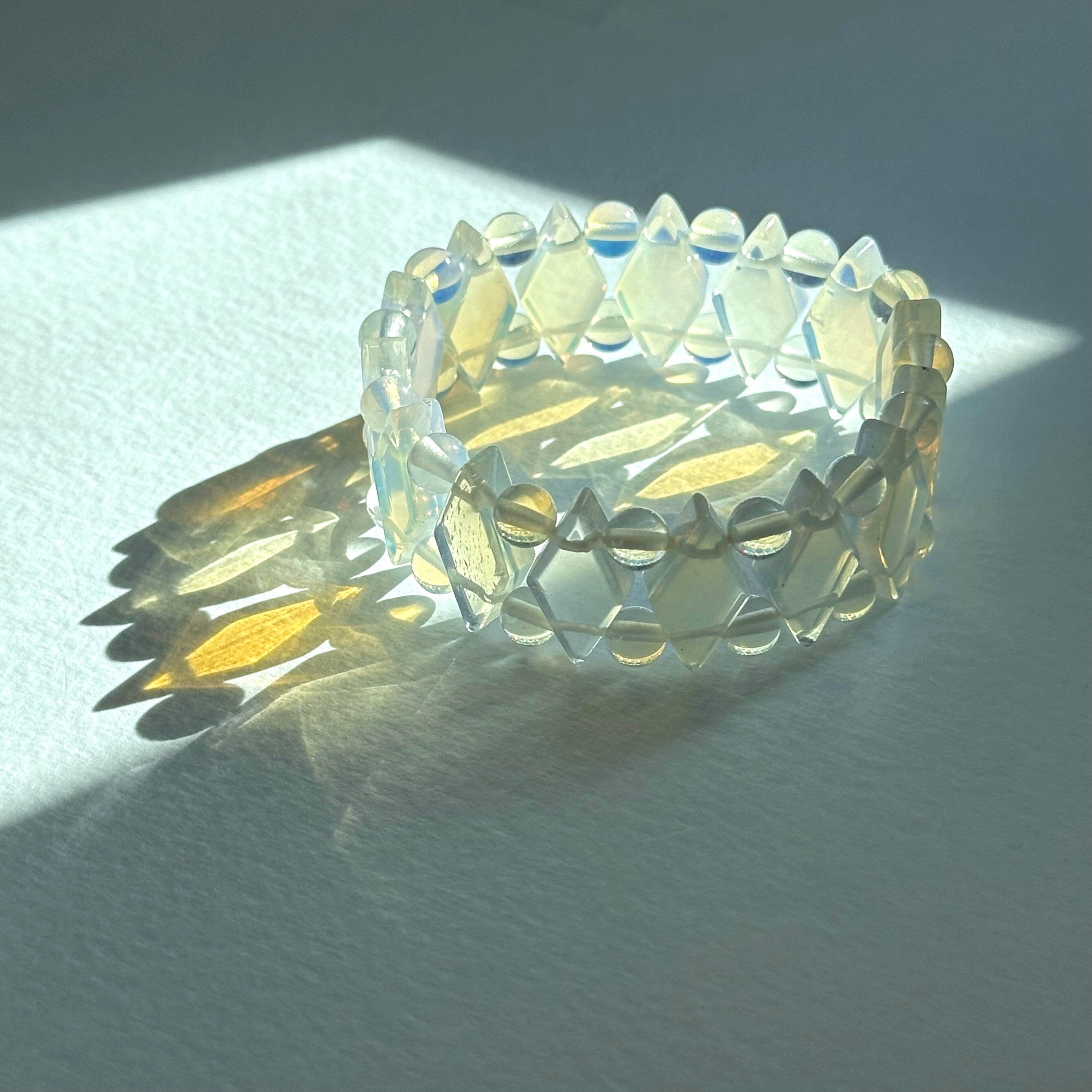 B77【天秤天蠍座|10月】蛋白石菱形復古厚手排