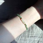 BS269 [Taurus Gemini | May] Oval Green Aventurine Freshwater Pearl 18K Simple Gold-plated Light Bracelet