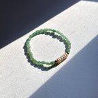 BS269 [Taurus Gemini | May] Oval Green Aventurine Freshwater Pearl 18K Simple Gold-plated Light Bracelet