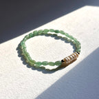 BS269 [Taurus Gemini | May] Oval Green Aventurine Freshwater Pearl 18K Simple Gold-plated Light Bracelet