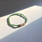 BS269 [Taurus Gemini | May] Oval Green Aventurine Freshwater Pearl 18K Simple Gold-plated Light Bracelet