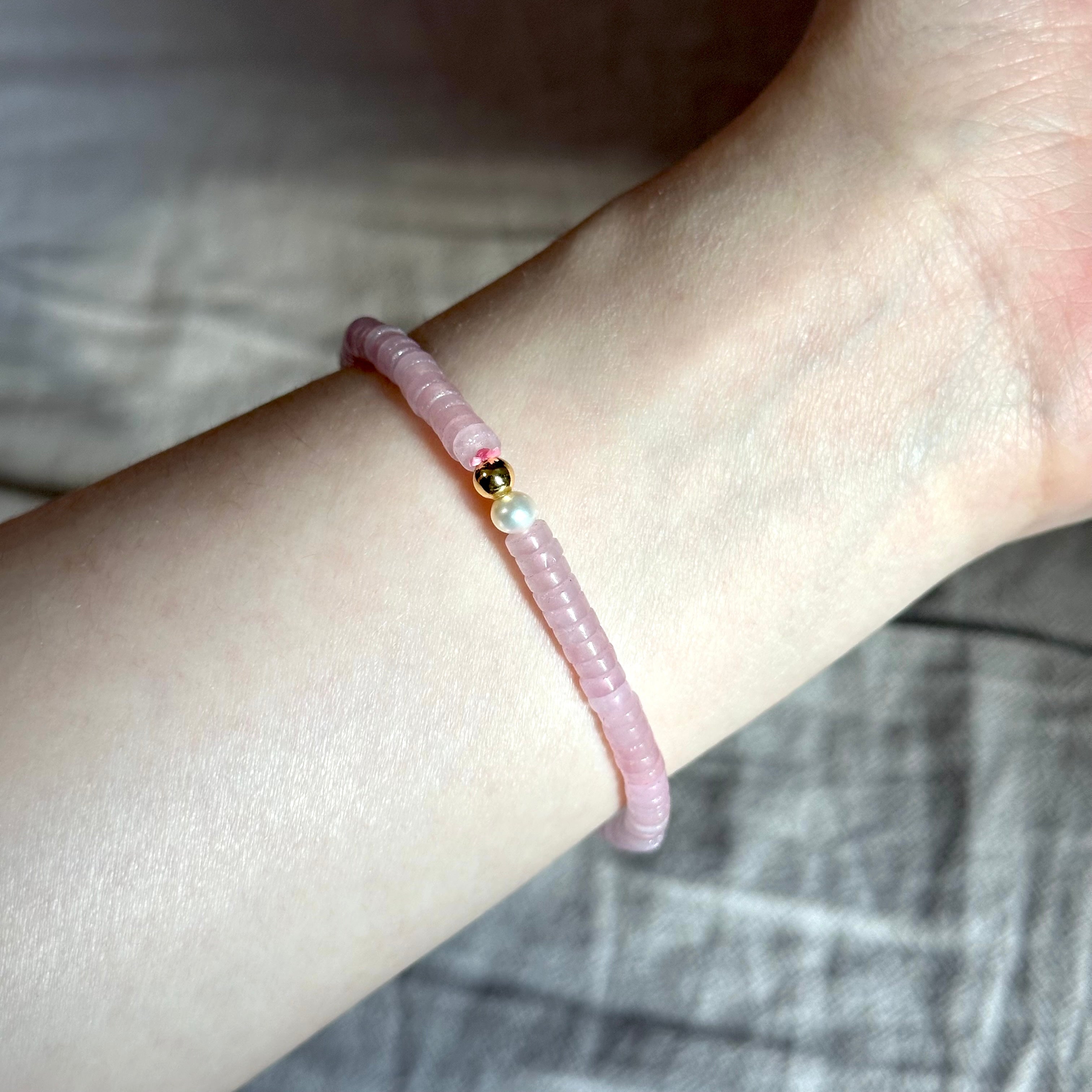 BS270 [Libra Scorpio | October] Rose Quartz Freshwater Pearl 18K Simple Gold-plated Bracelet