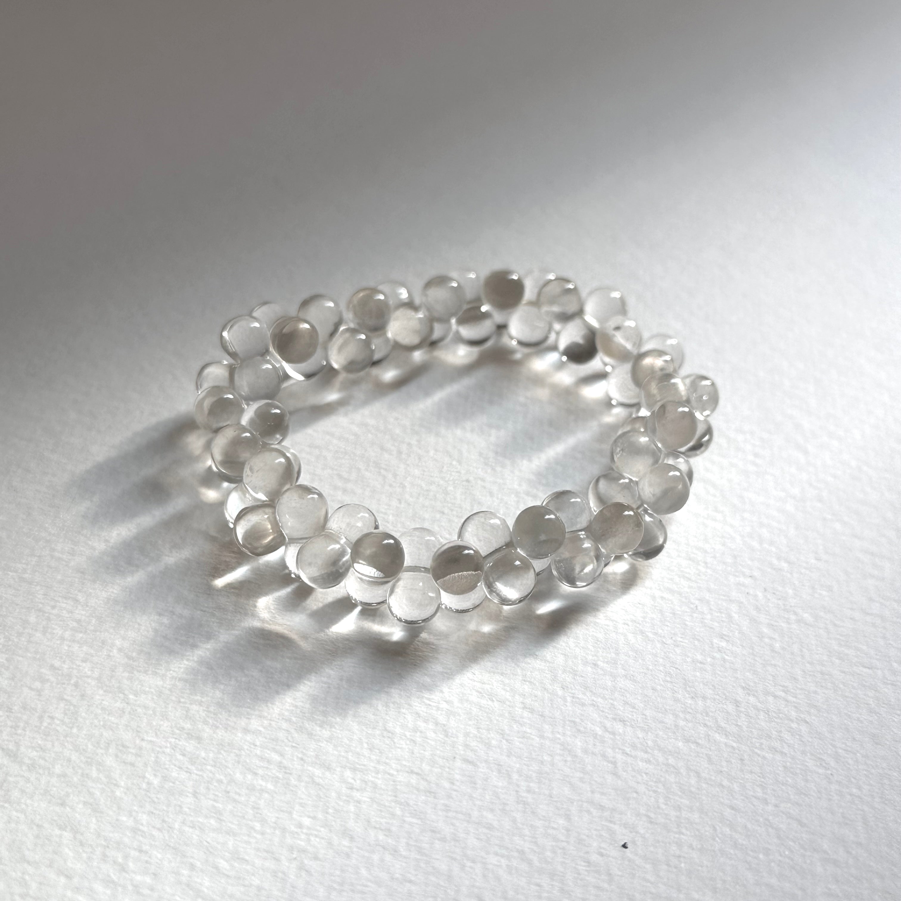 B73 [Aries/Taurus | April] White Crystal Bubble Pear-Shaped Pure Bead Bracelet