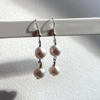 E42【雙子巨蟹座|6月】淡水珍珠鍍銀繞線垂墜耳環