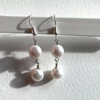 E42【雙子巨蟹座|6月】淡水珍珠鍍銀繞線垂墜耳環