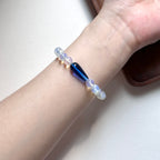 BS272 [Libra Scorpio | October] Opal Blue Glass Bracelet