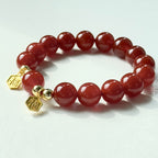 BS62【2025蛇年迎福來】紅瑪瑙 •「六角福」14K金配飾手鏈手串